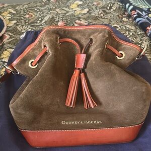 Dooney & Bourke Olive Suede and Leather Bucket Bag